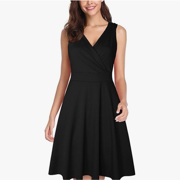 Krace Karin Dresses & Skirts - SOLD Grace Karin Black Sleeveless V-Neck Midi Dress Size XL